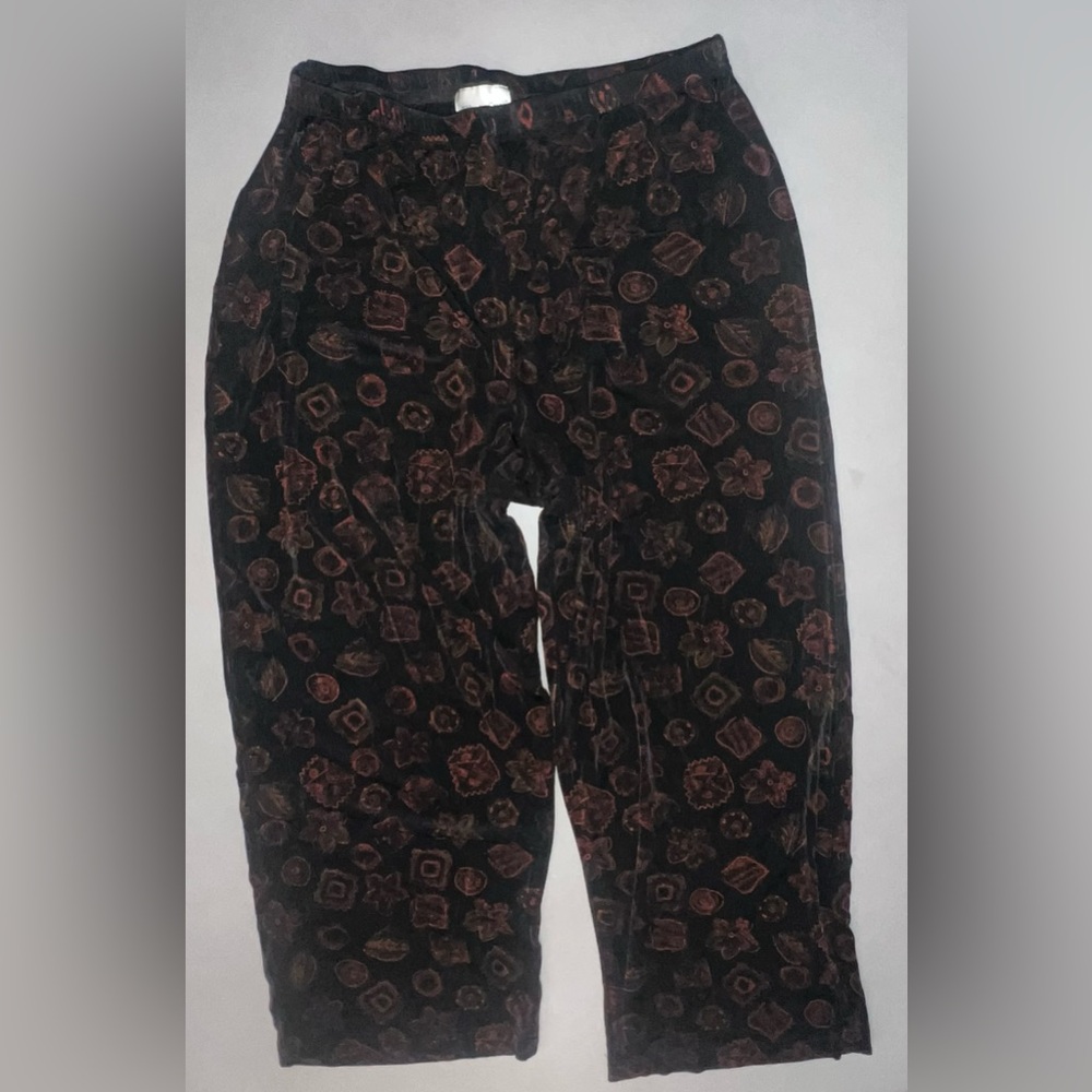 Vintage Coldwater Creek Women’s Stylish Black, Red, Brown Patterned Pants